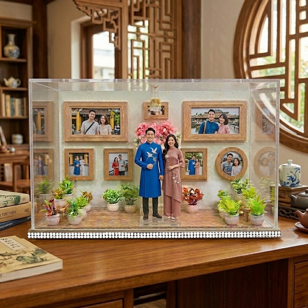 Bảo Tàng Tình Yêu – Mô Hình Bảo Tàng Thu Nhỏ, In Ảnh Theo Yêu Cầu, Quà Cưới Decor (Tặng Hộp+ Túi) - Size tính theo chiều ngang_thumbnail_2