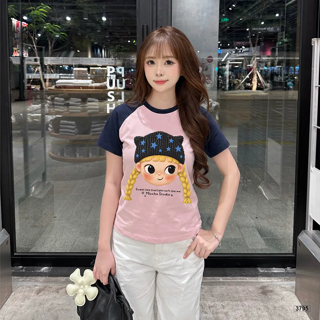 Áo babytee nữ phối raglan Sweet Star Cartoon phong cách trẻ trung Miucho 3795_thumbnail_4