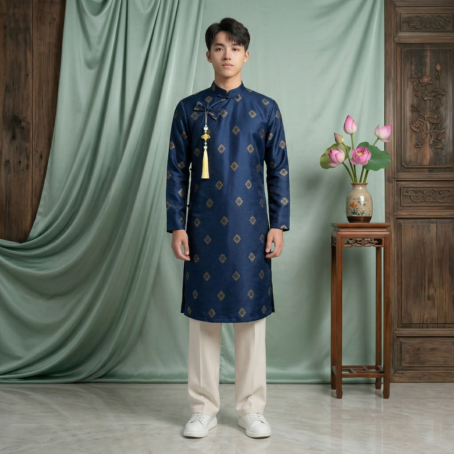 Áo Dài Nam Cách Tân Gấm Vân 2 Lớp Cao Cấp Mặc Tết, Lễ Sự Kiện NA26-12_thumbnail_5