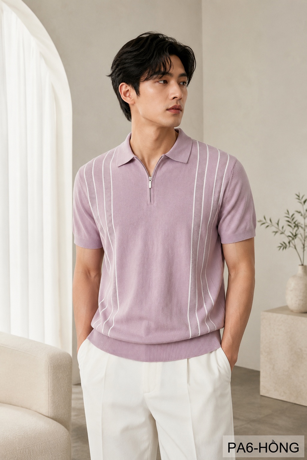 PA6 - Áo Polo Nam Tay Ngắn Cổ Bẻ Kẻ Sọc Phong Cách Cổ Điển Thoáng Mát Mùa Hè