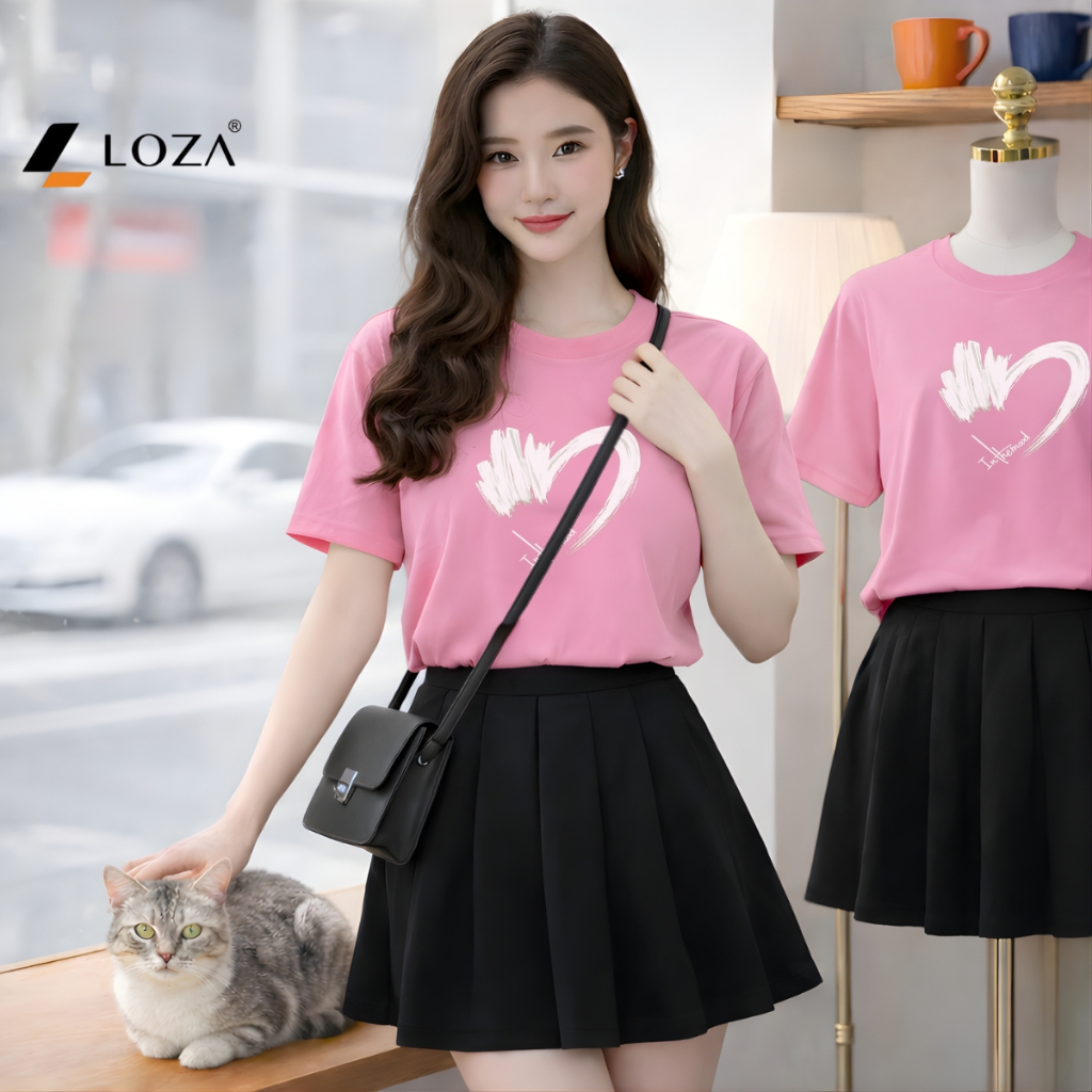 [Form rộng] Áo phông nữ dáng rộng hình trái tim - Loza RT8425