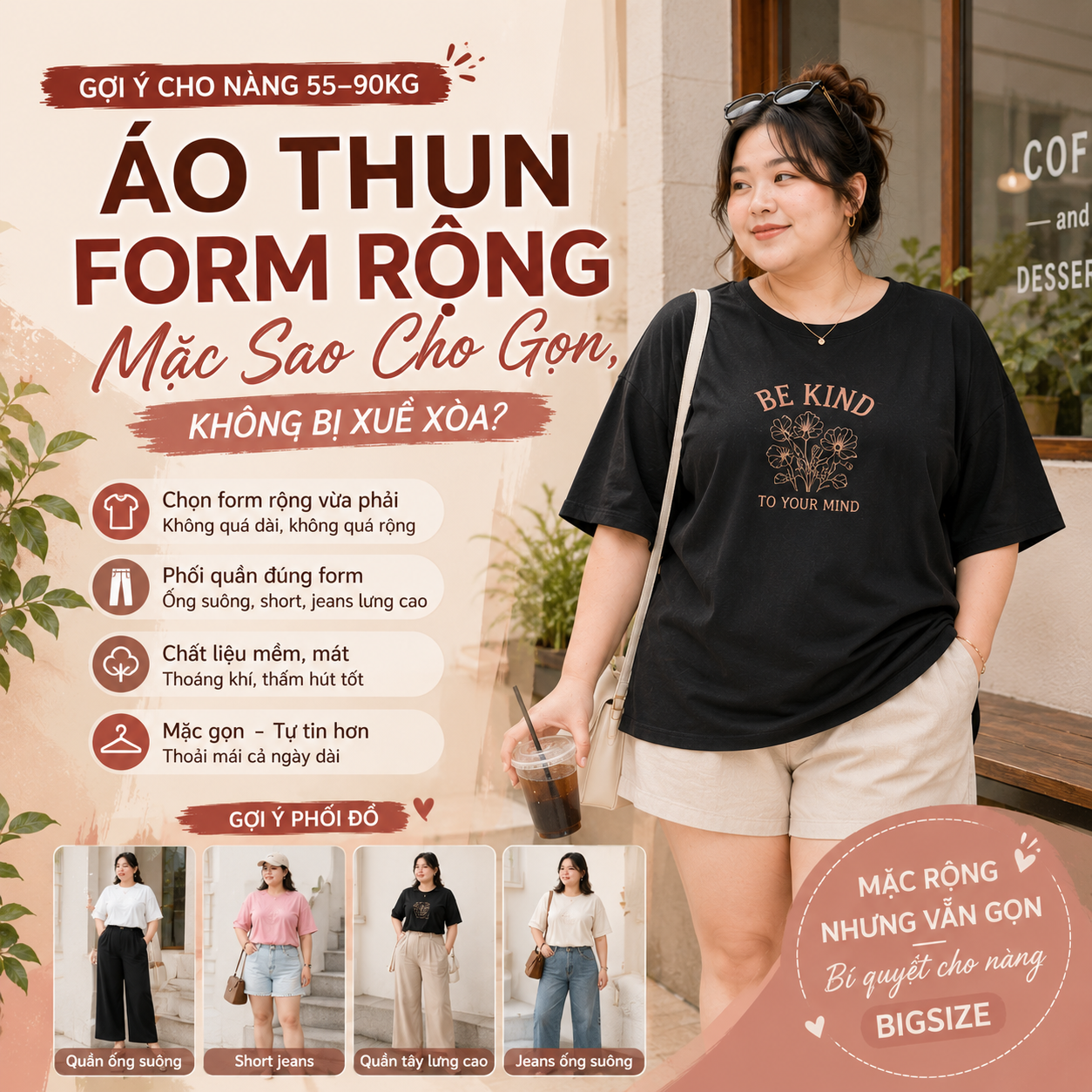 Áo Thun Form Rộng Bigsize Mặc Sao Cho Gọn Dáng