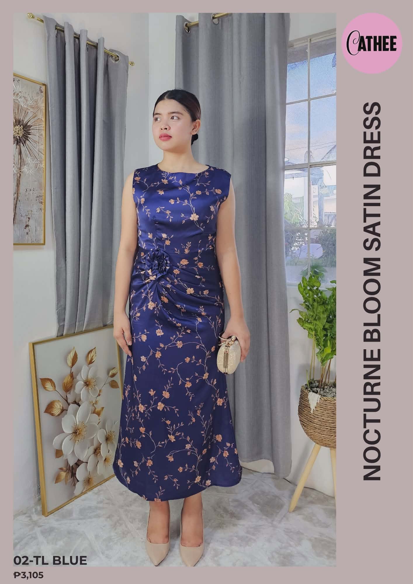 Nocturne Bloom Satin Dress