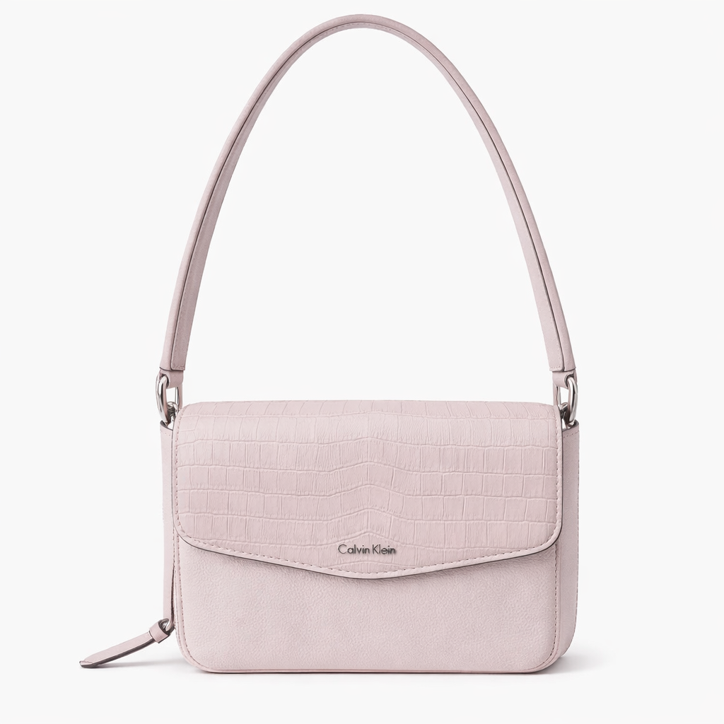 Túi Đeo Vai Nữ Calvin Klein Hồng Nude – Da Dập Vân Cá Sấu Sang Trọng