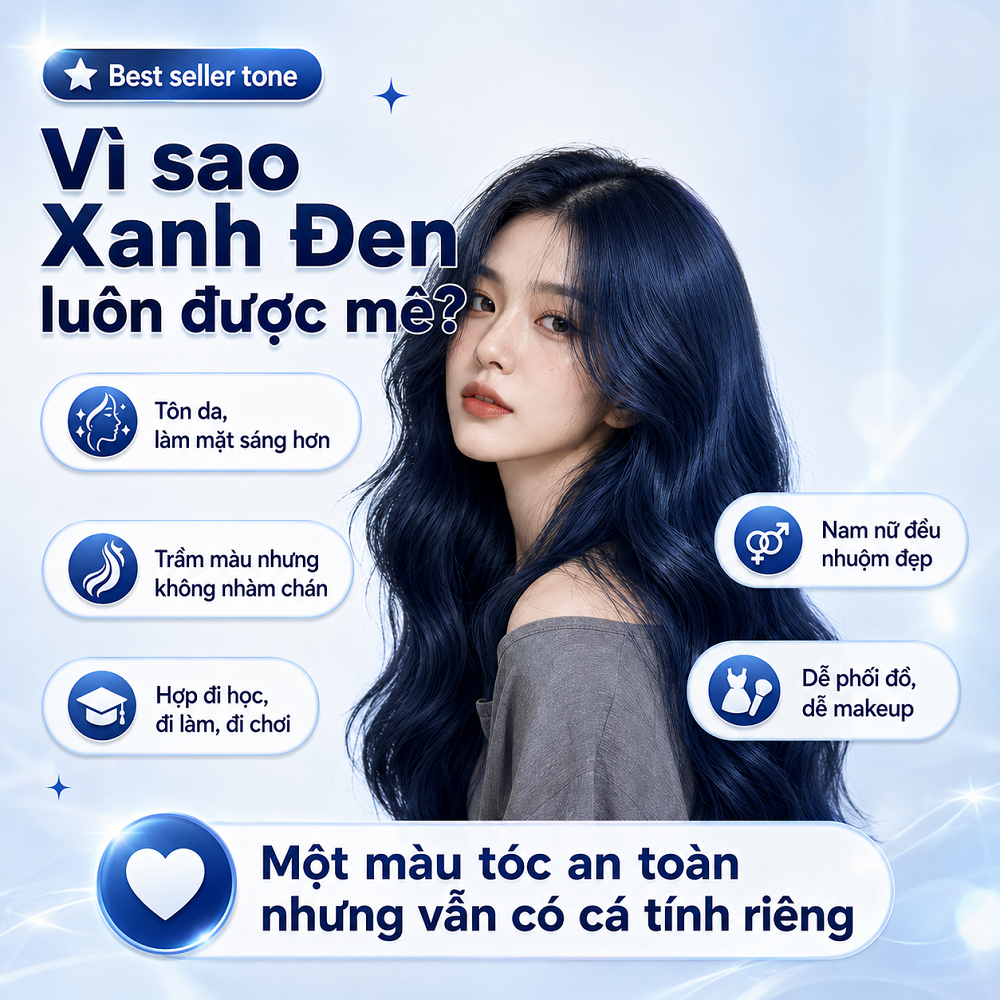 Thuốc Nhuộm Tóc Xanh Đen Blue Black Không Cần Tẩy, Lên Màu Từ Nền Tóc Đen Tự Nhiên, Kèm Oxi_thumbnail_5