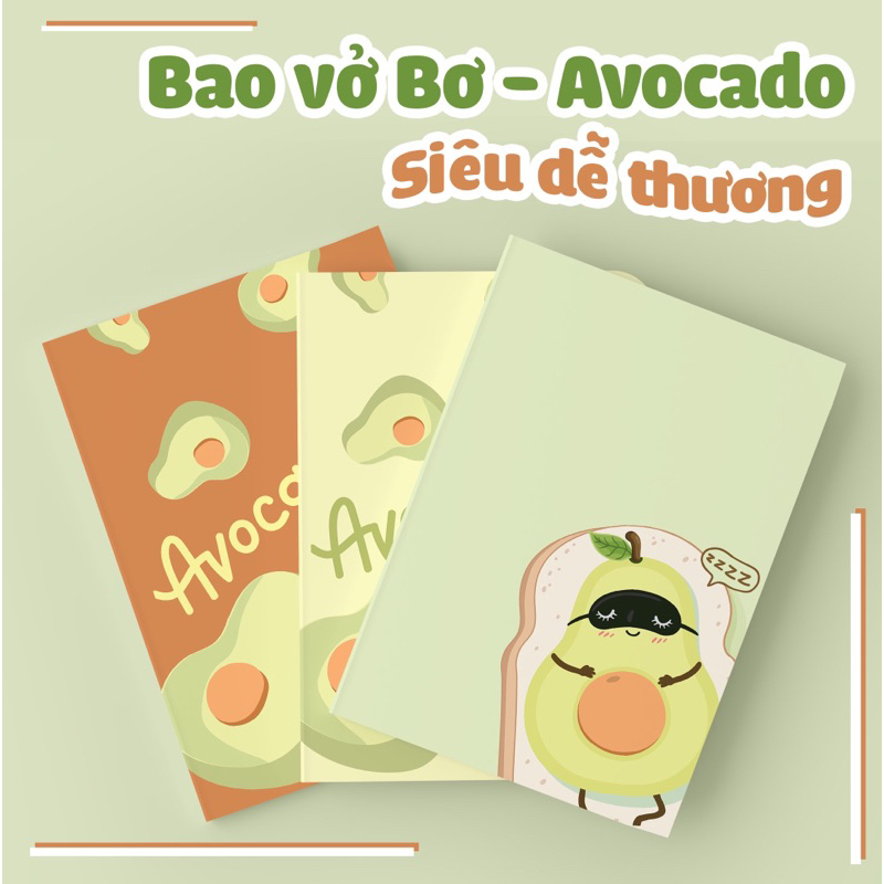 Giấy bao tập hoạ tiết BÉ BƠ - AVOCADO siêu đáng yêu - Giấy bóng dày chất lượng, hình in rõ nét, màu sắc tươi tắn
