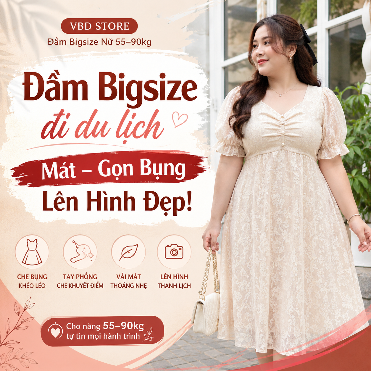 Đầm Bigsize Đi Du Lịch 55–90kg Mát, Gọn Dáng