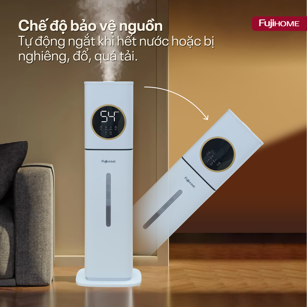 Máy tạo ẩm, xông tinh dầu, khử khuẩn UV dung tích lớn Fujihome HM09UV1_thumbnail_4