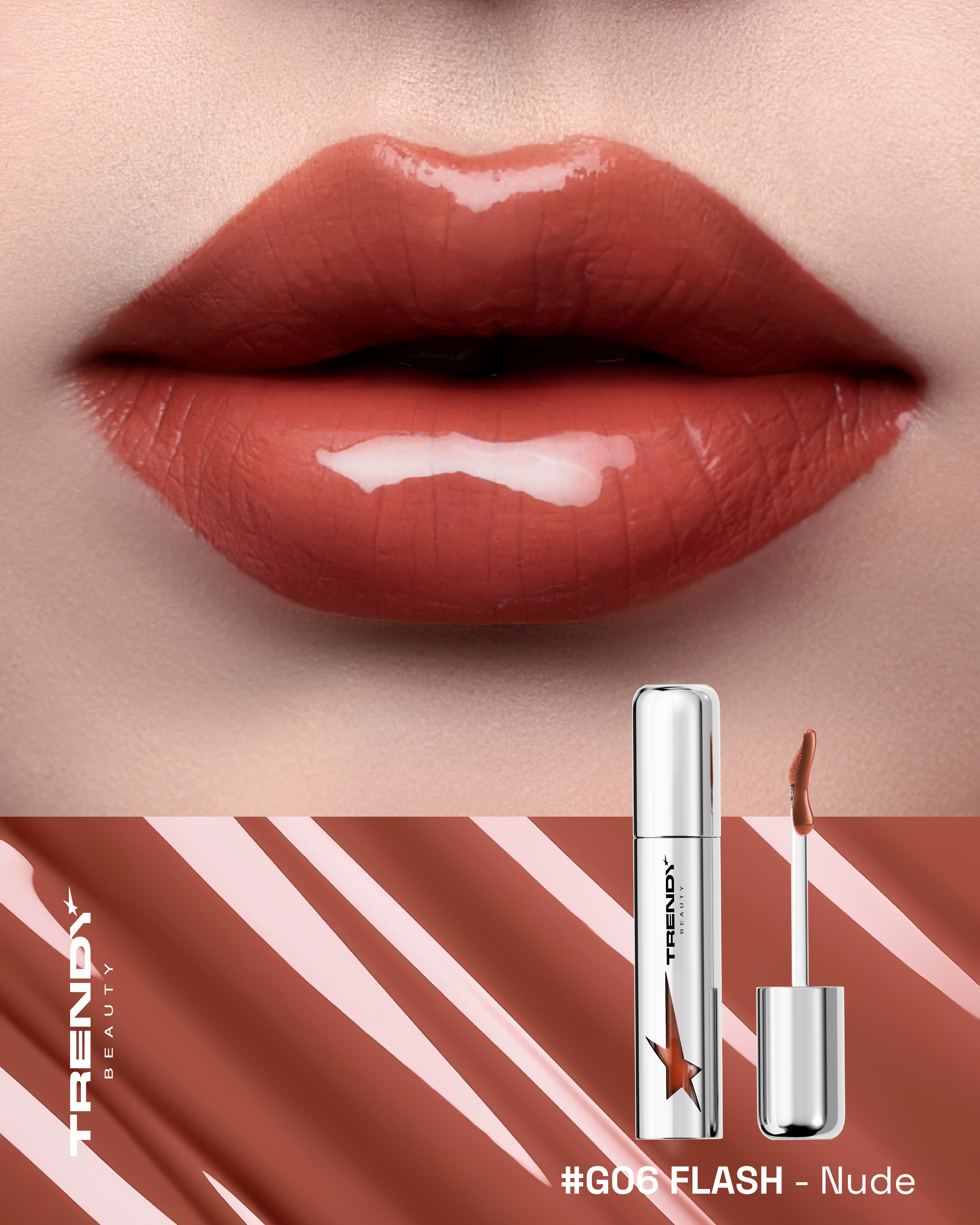 G06 Flash - Son bóng màu nude trung tính Trendy Beauty Lip Gloss Silver Shot