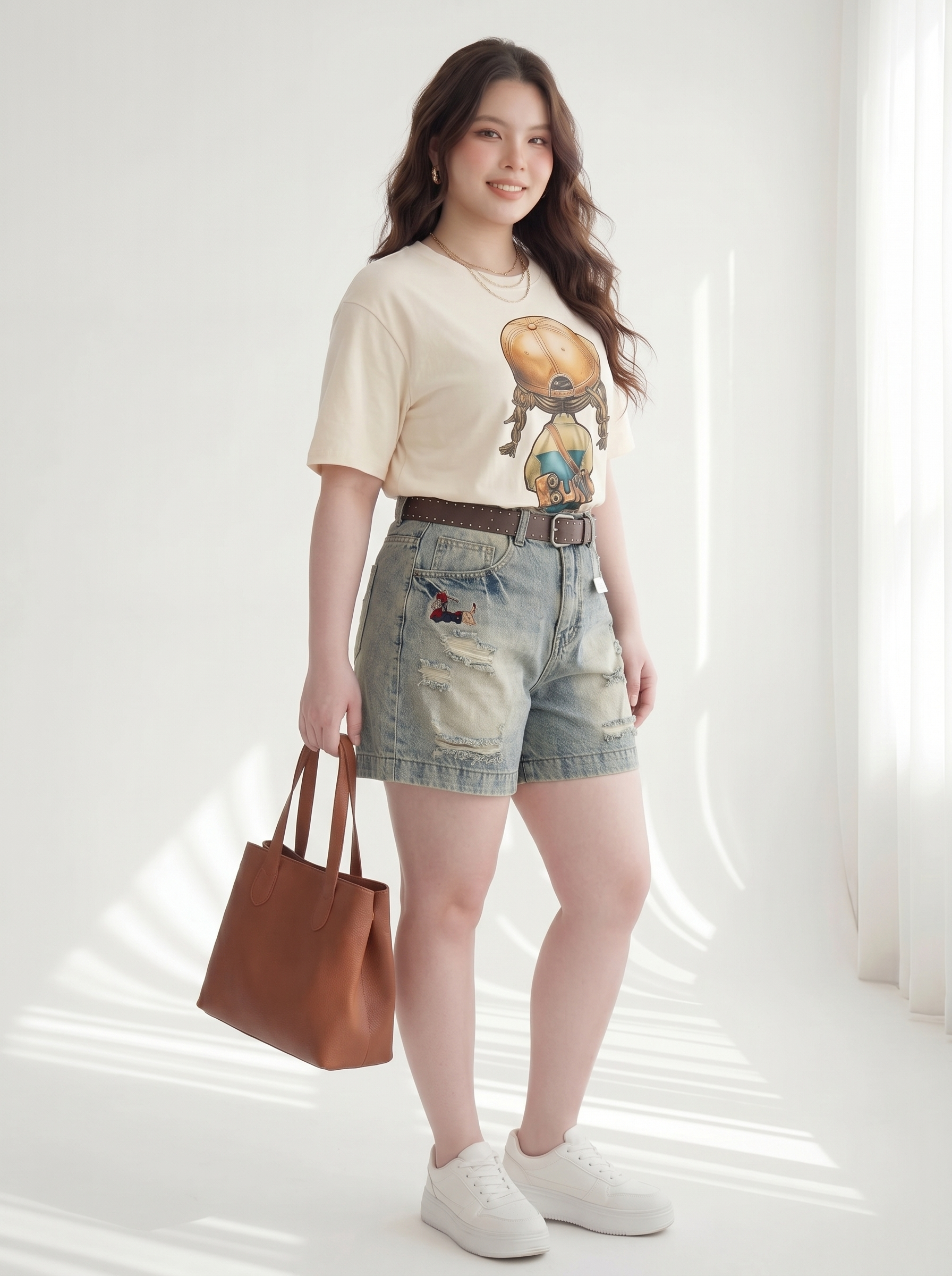 BIGSIZE NỮ - Quần jean lửng rách thêu T-QSJ66