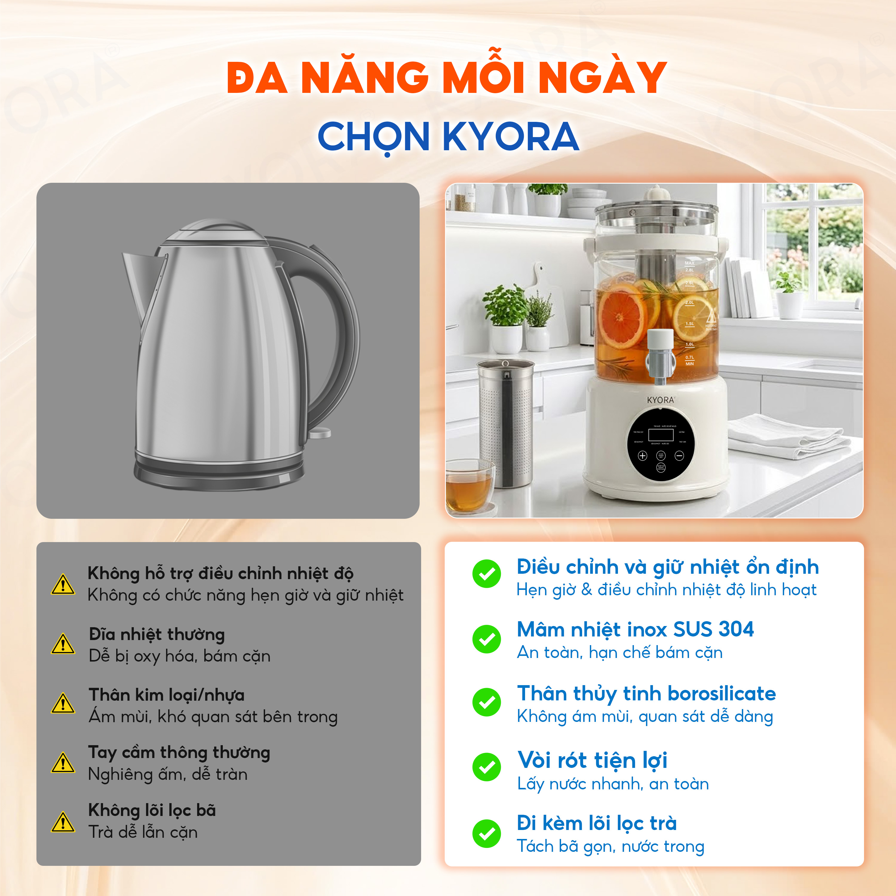 Ấm Đun Nước Giữ Nhiệt Đa Năng 8in1 Kyora 2.8L - 8 chức năng đun nấu - Giữ nhiệt 48H liên tục - Kèm lõi lọc trà_thumbnail_5