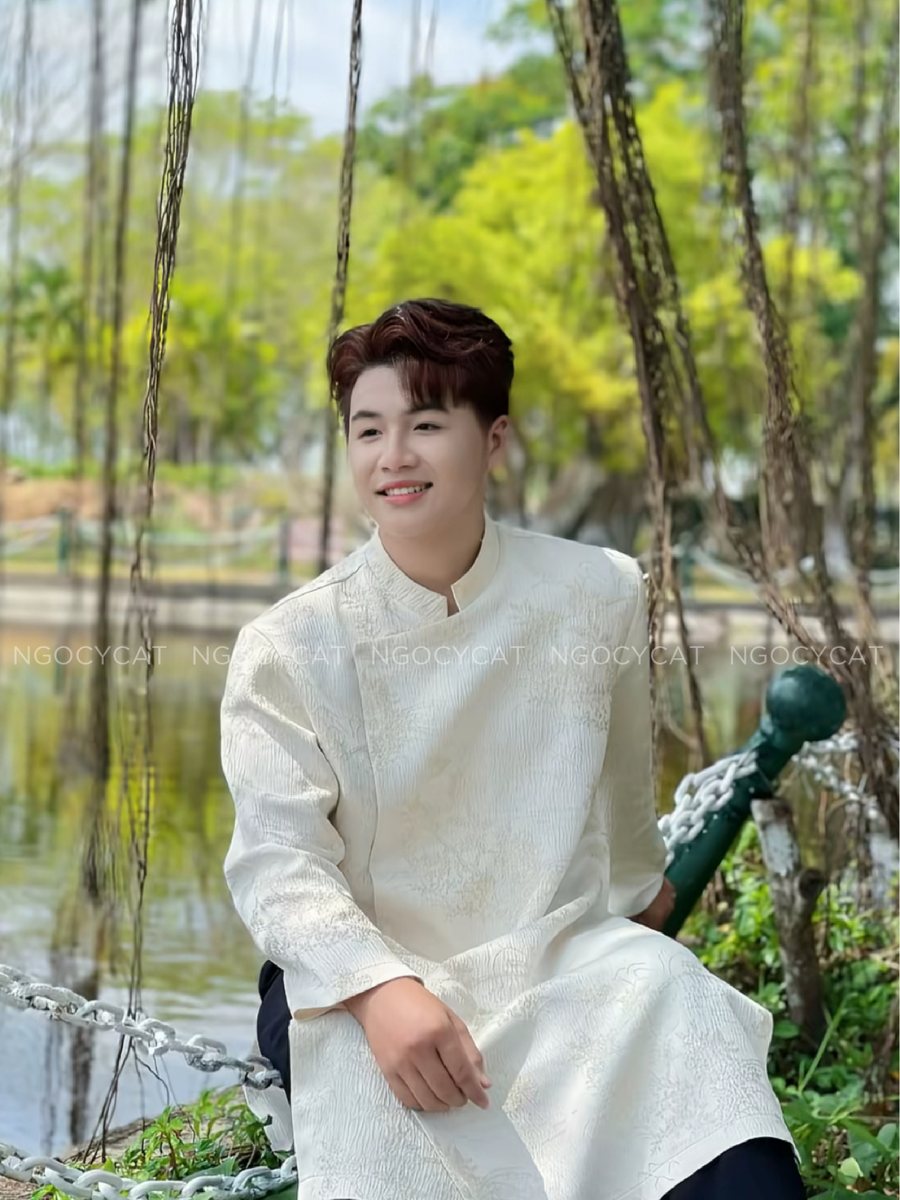 Áo Dài Nam Màu Be Hoa Điểu_thumbnail_2