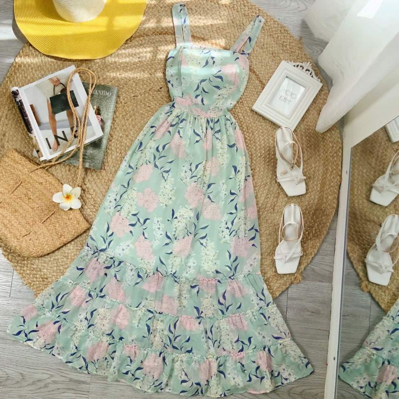 01-CK MAXI DRESS ELASTIC WAISTBAND