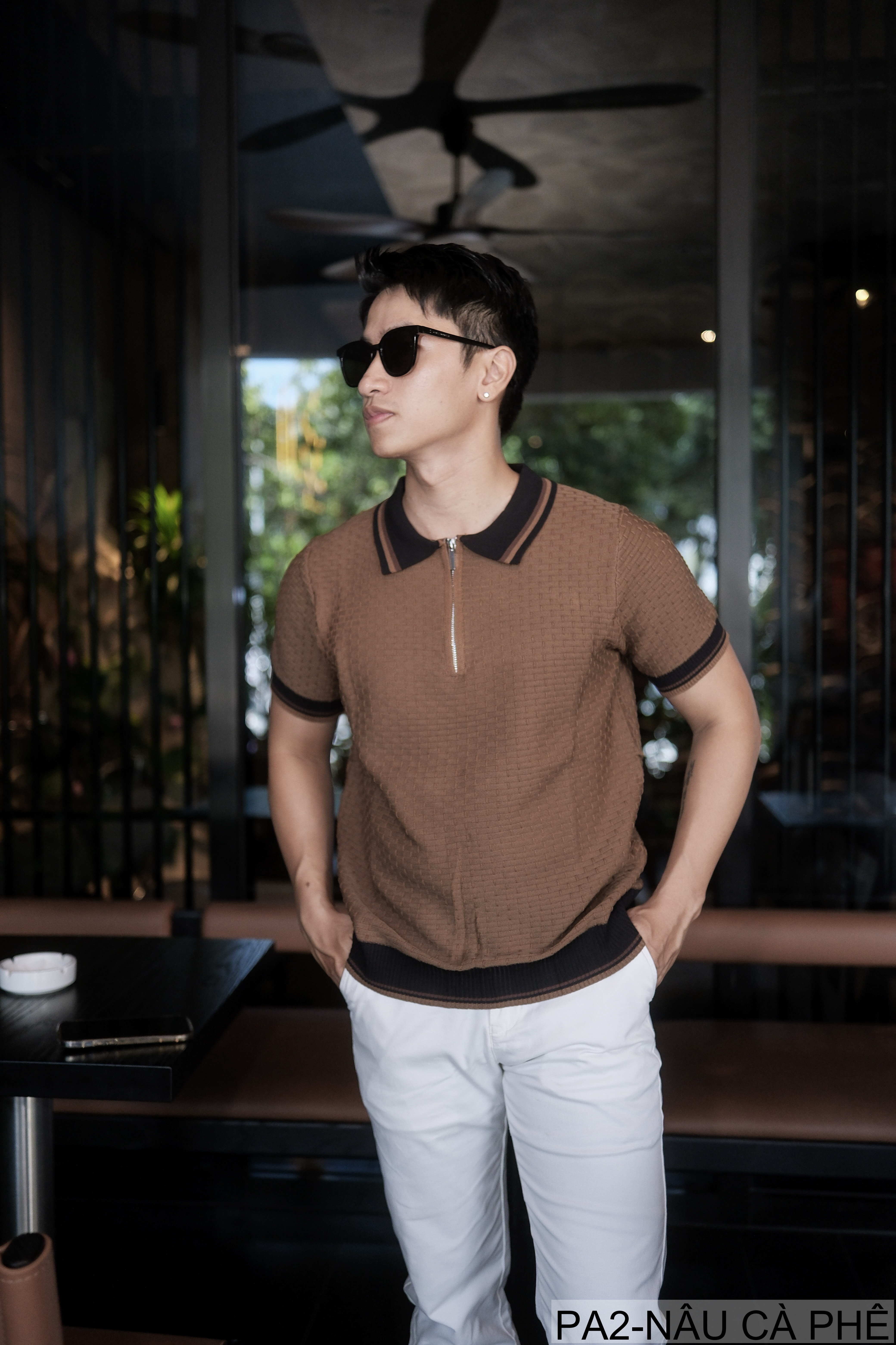 PA2 - Áo len nam tay ngắn cổ polo kiểu dệt waffle, thoáng khí, phong cách Hàn Quốc_thumbnail_8