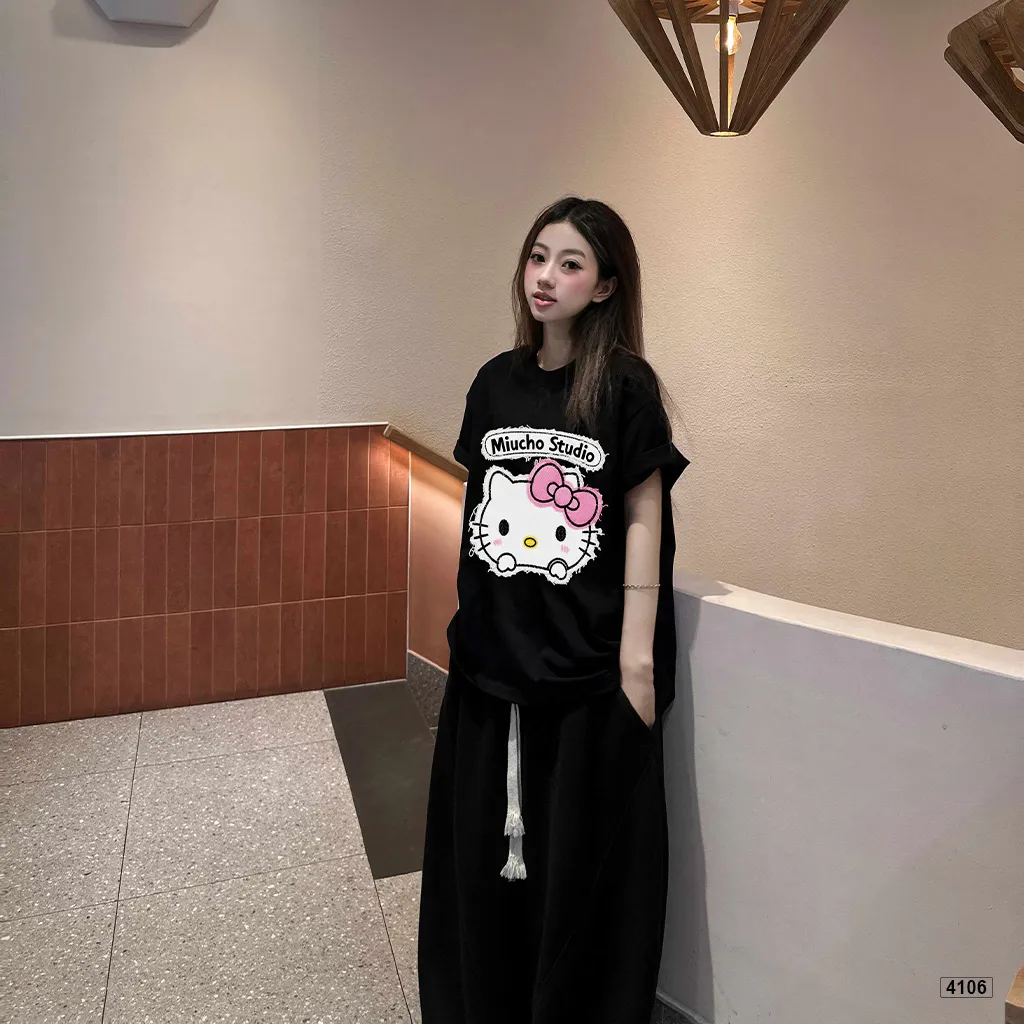 Áo thun boxy nữ Xin chào mèo con Miucho 4106_thumbnail_2