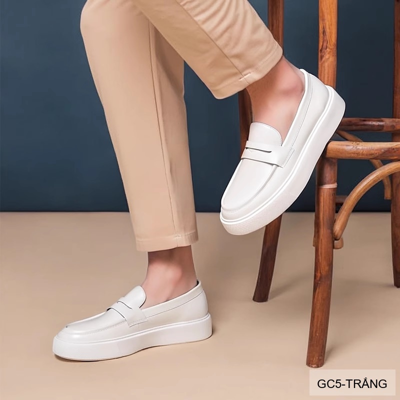 GC5 - Giày nam trắng đế dày kiểu loafer thời trang, chất da bò mềm êm_thumbnail_4