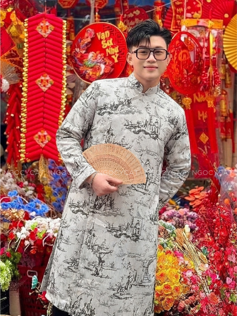 Áo Dài Nam Màu Trắng Mực_thumbnail_1