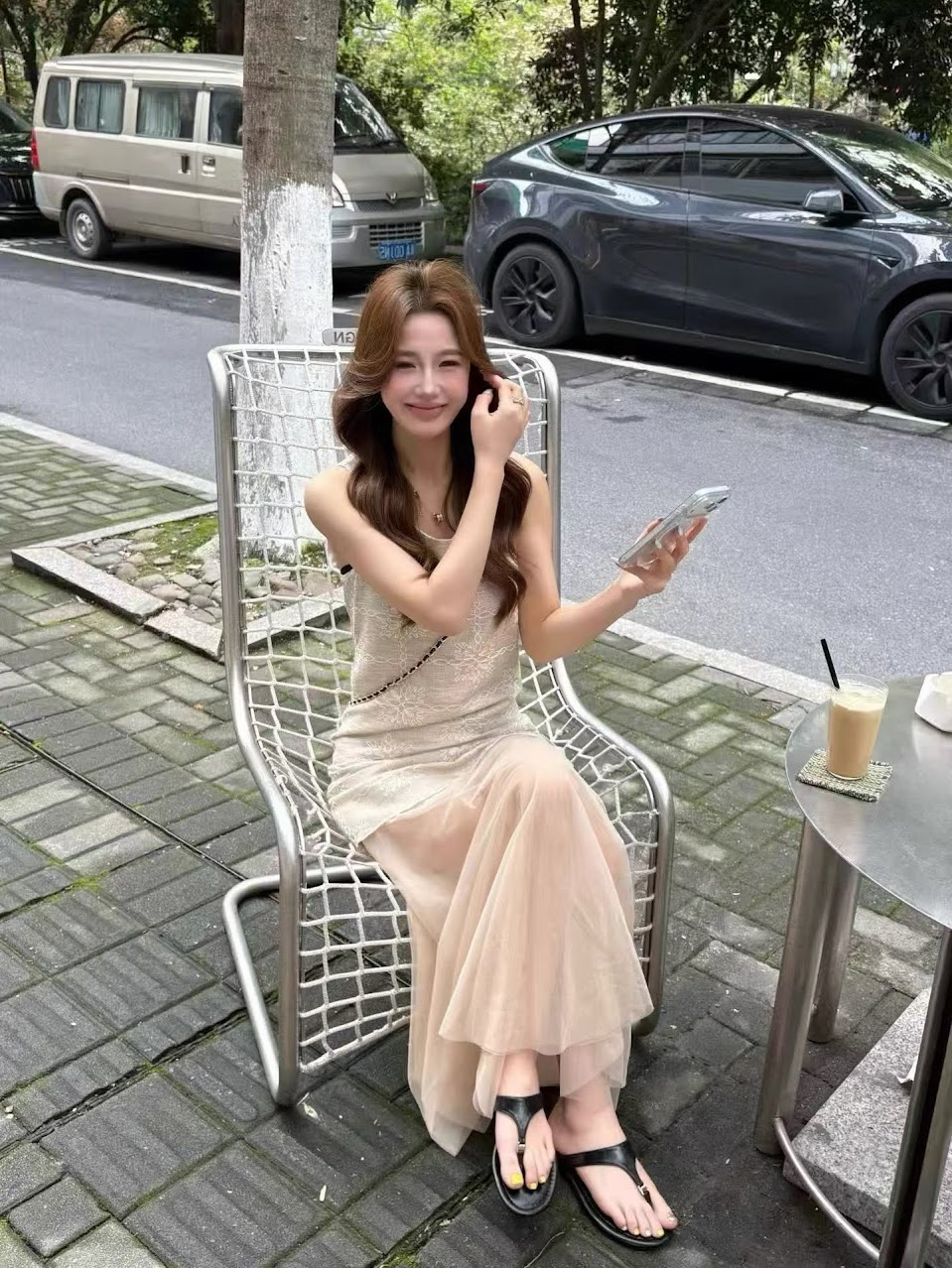 Lucas - Váy ren cổ tròn zile phối chân voan dáng maxi