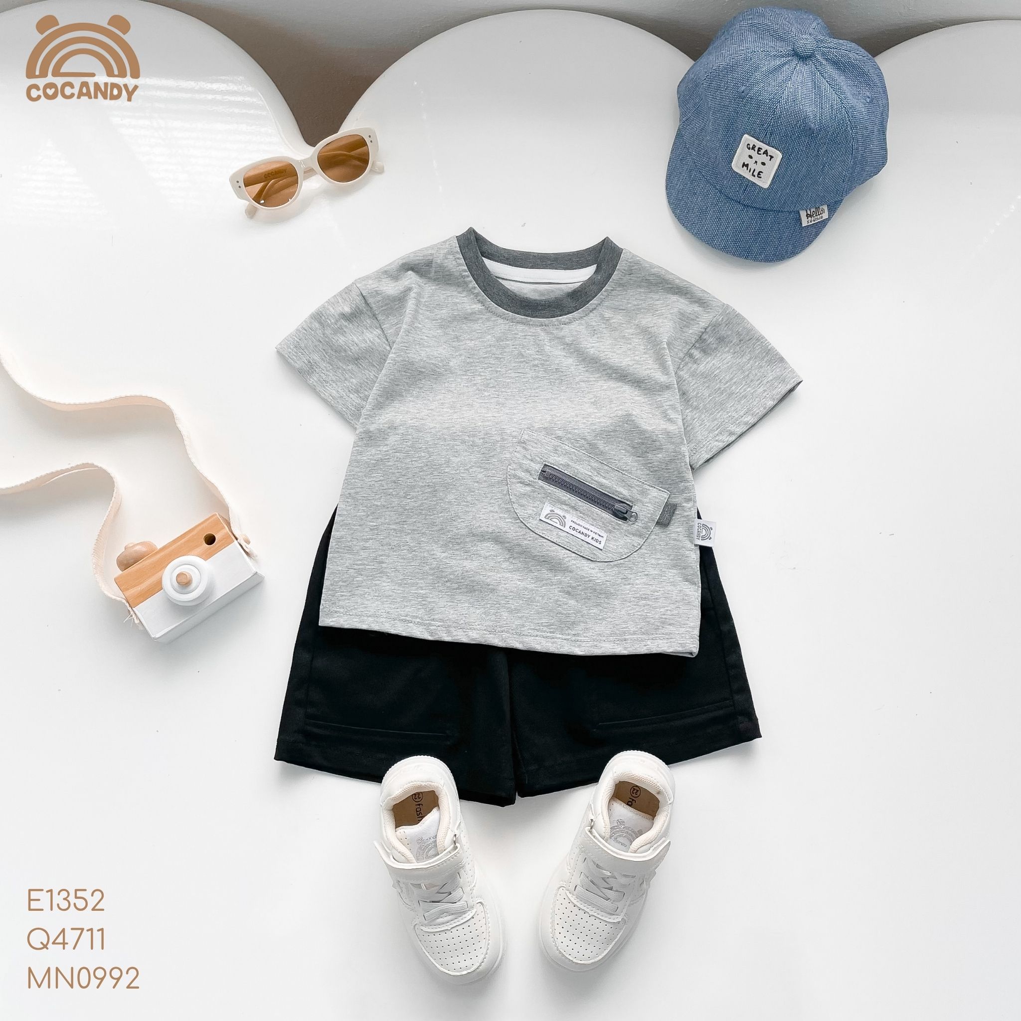 Áo cộc GHI ĐẬM túi ốp kéo khóa