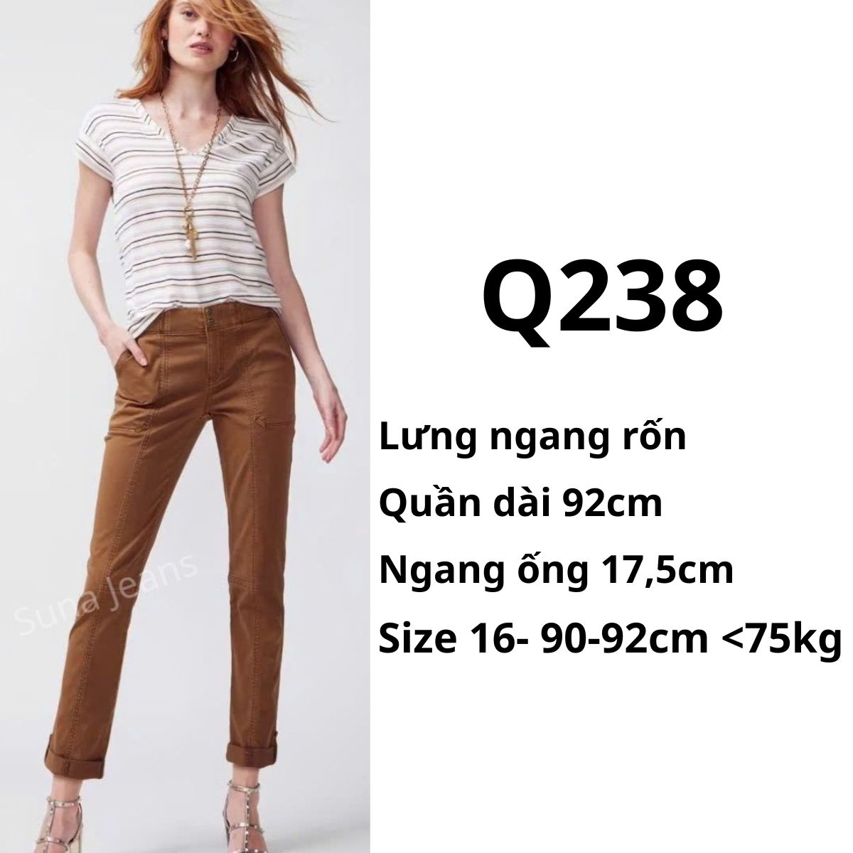 Q238- Kaki jeans - WH- màu bò