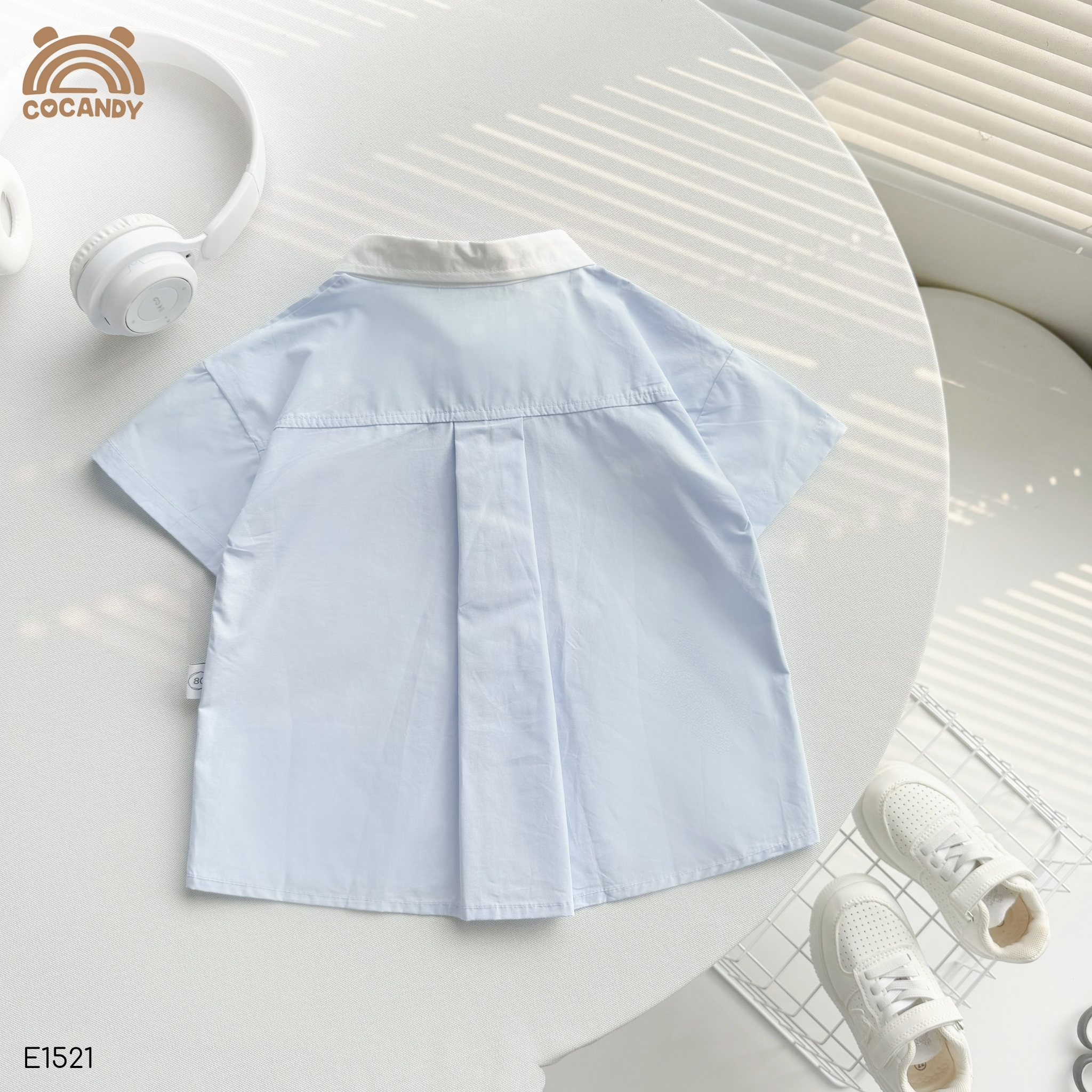 Áo cộc sơ mi XANH túi phối thuyền buồm_thumbnail_4