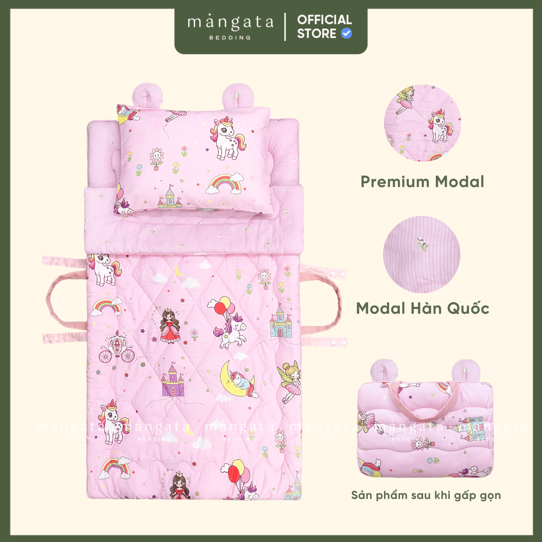 Mẫu Pony bóng bay - Bộ chăn gối gấp gọn đi học 