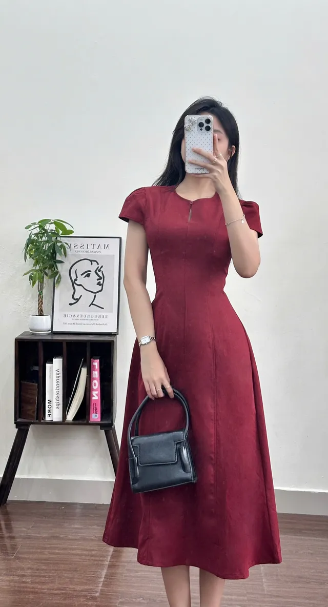 Váy Đầm Nữ Suông  trơn DD tay ngắn Vintage HN.203 (C) (1451)_thumbnail_3