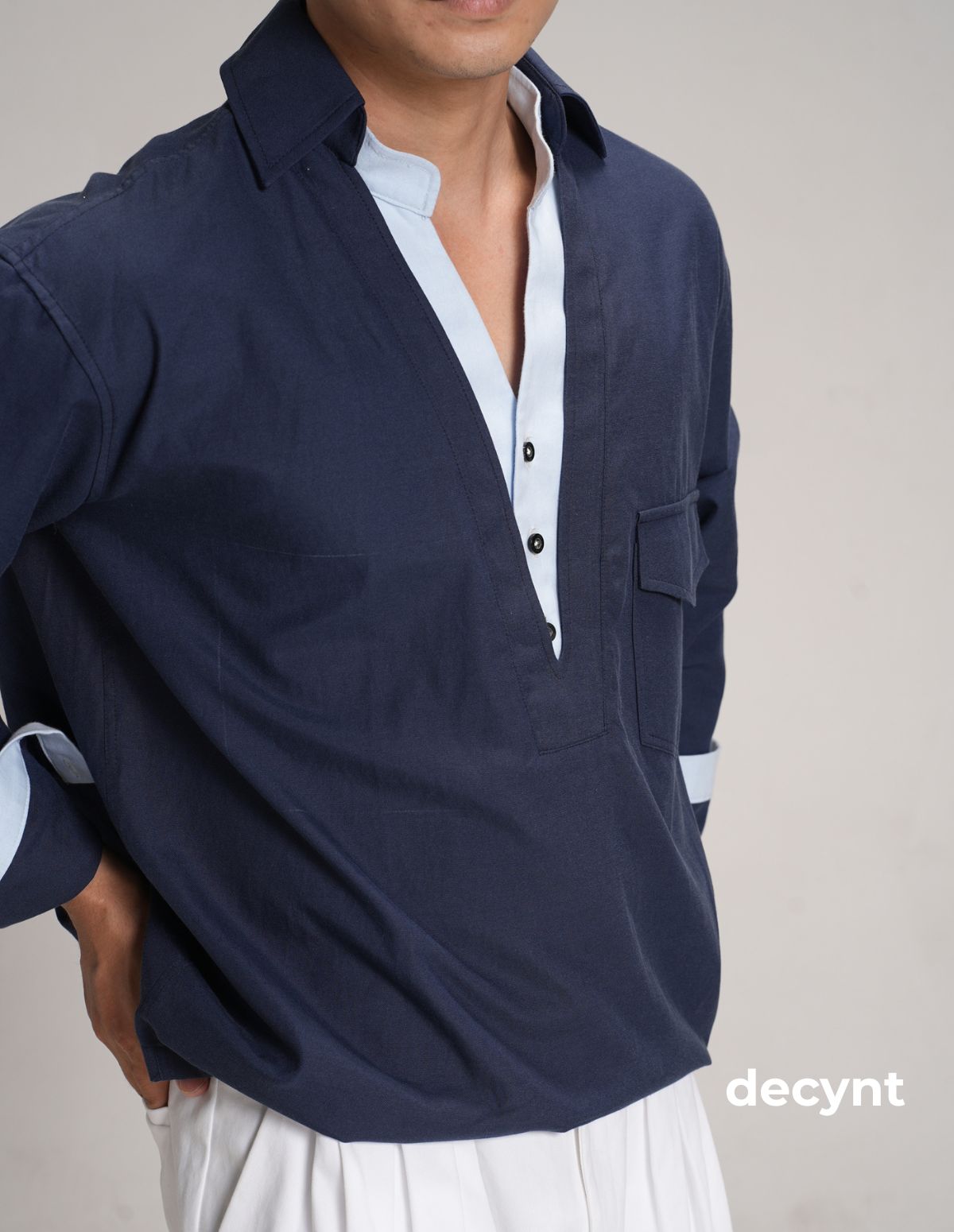 decynt Shirt 05 - Áo sơ mi phối layer chất liệu cotton pha_thumbnail_10