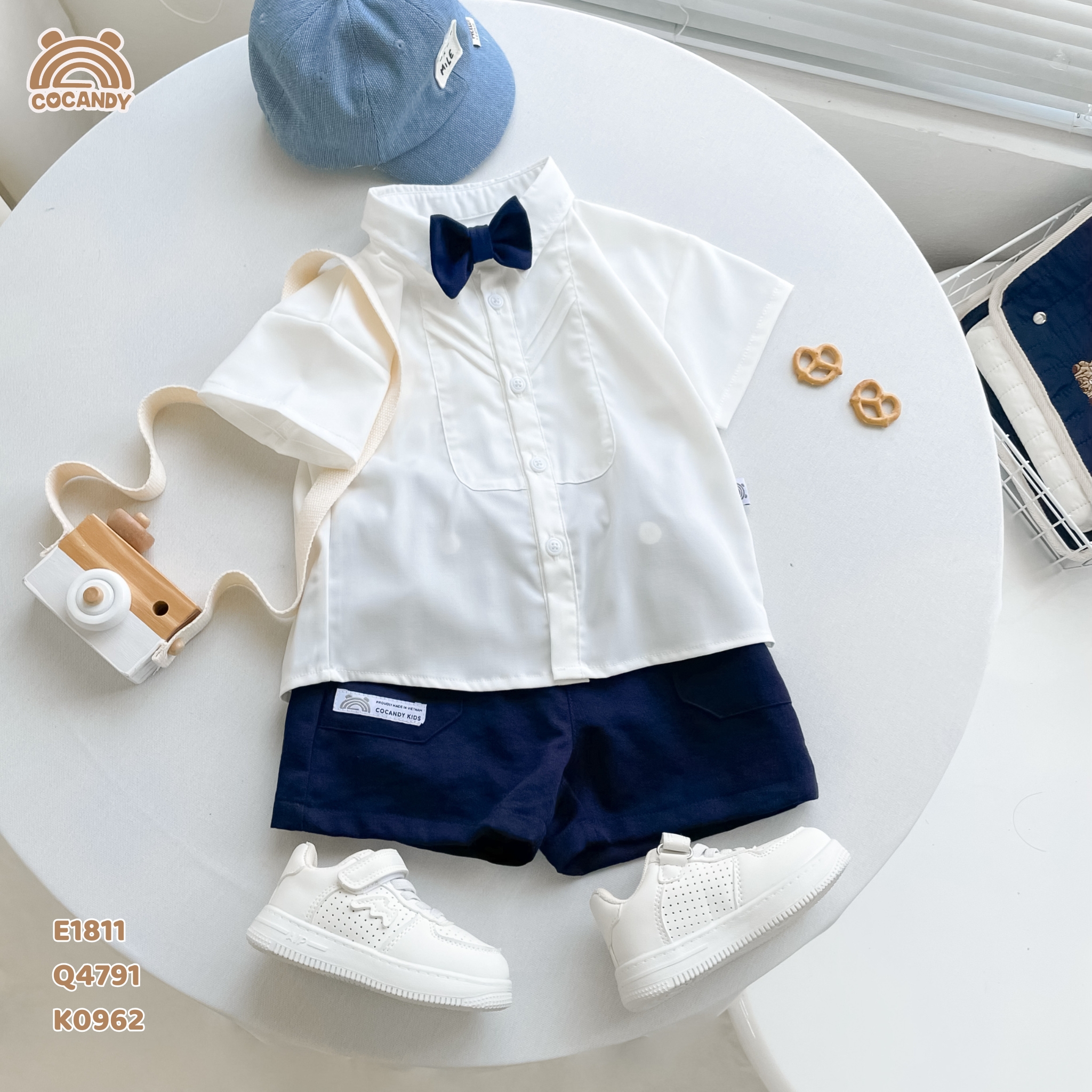 Áo cộc sơ mi thô TRẮNG ly chéo