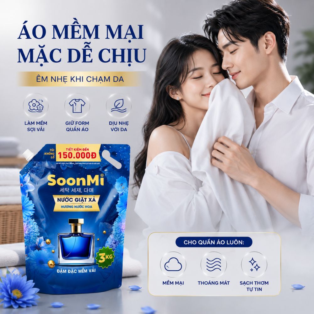 1 Thùng 3 túi Nước Giặt Xả 2 Trong 1 Soonmi 3kg_thumbnail_6