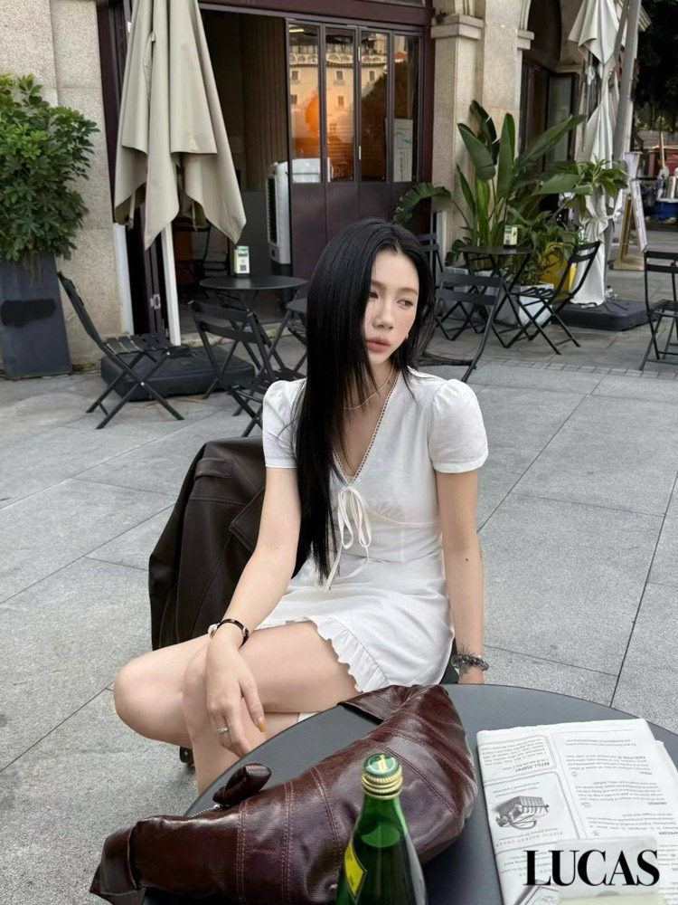 Váy thô thê hoa trễ vai nối ngực dọc cúc bọc chân xòe A viền ren gấu_thumbnail_1