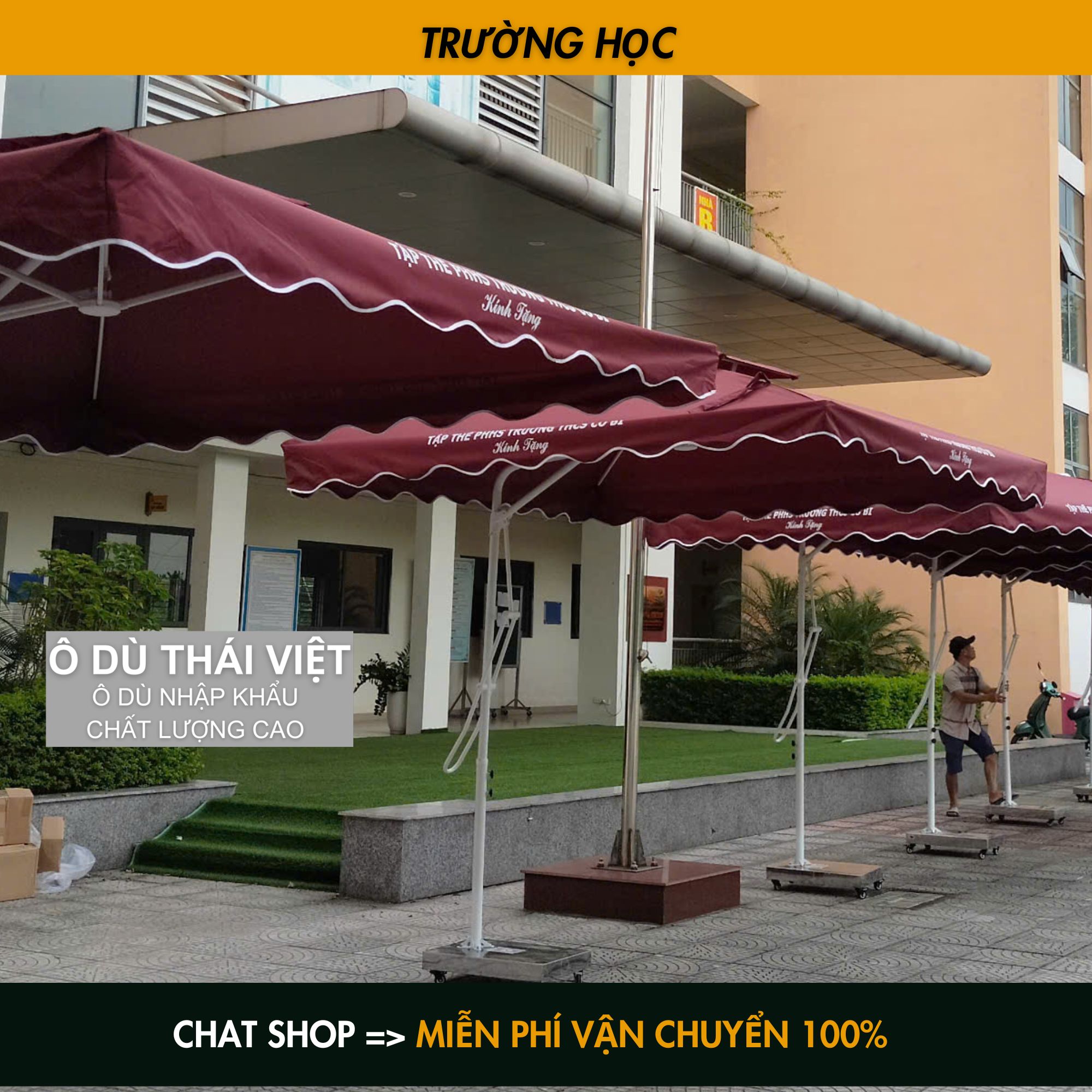 Dù che lệch tâm vuông ngoài trời rộng 2,5x2,5m HÀNG NHẬP KHẨU CAO CẤP vải dù polyester chống thấm tuyệt đối_thumbnail_6