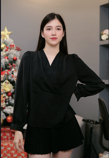 Áo sơ mi lụa cổ chữ V 633_thumbnail_0