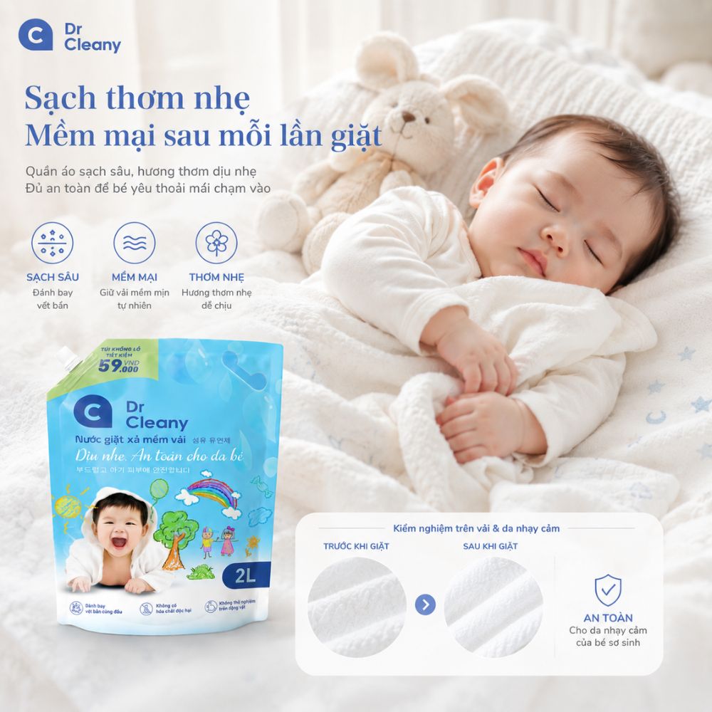 1 Thùng 4 Túi Nước Giặt Cho Bé Dr. Cleany 2kg Công Nghệ Hàn Quốc_thumbnail_5