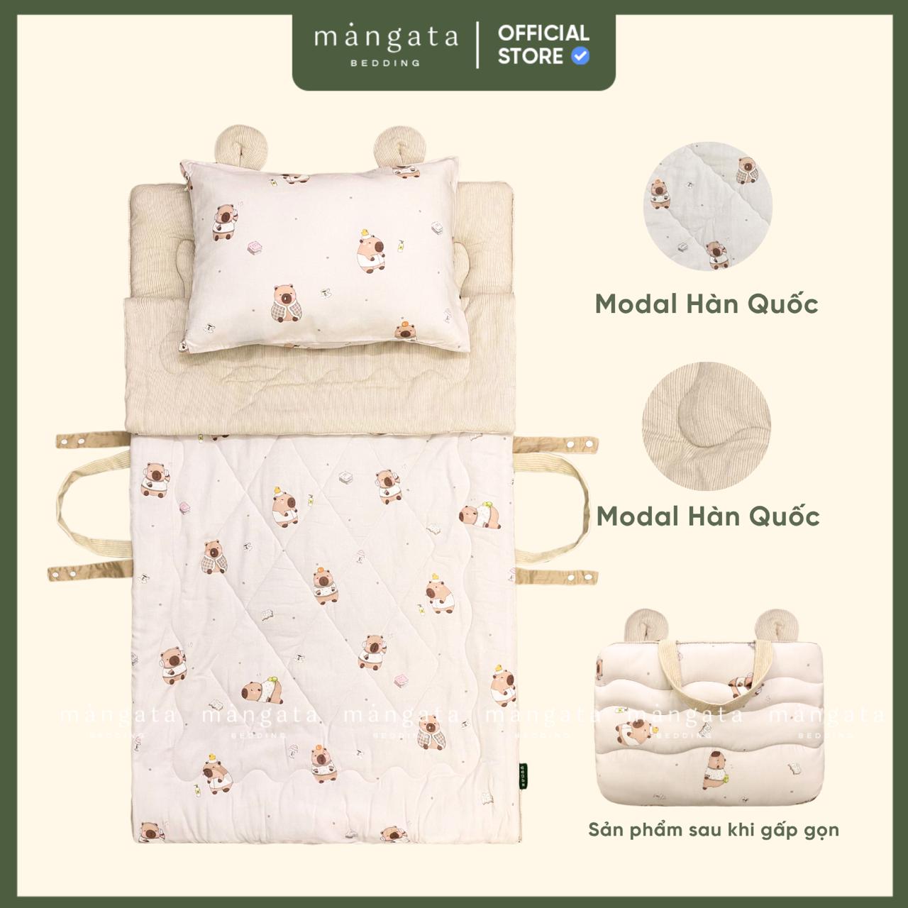 Mẫu Capybara nhí - Bộ chăn gối gấp gọn đi học