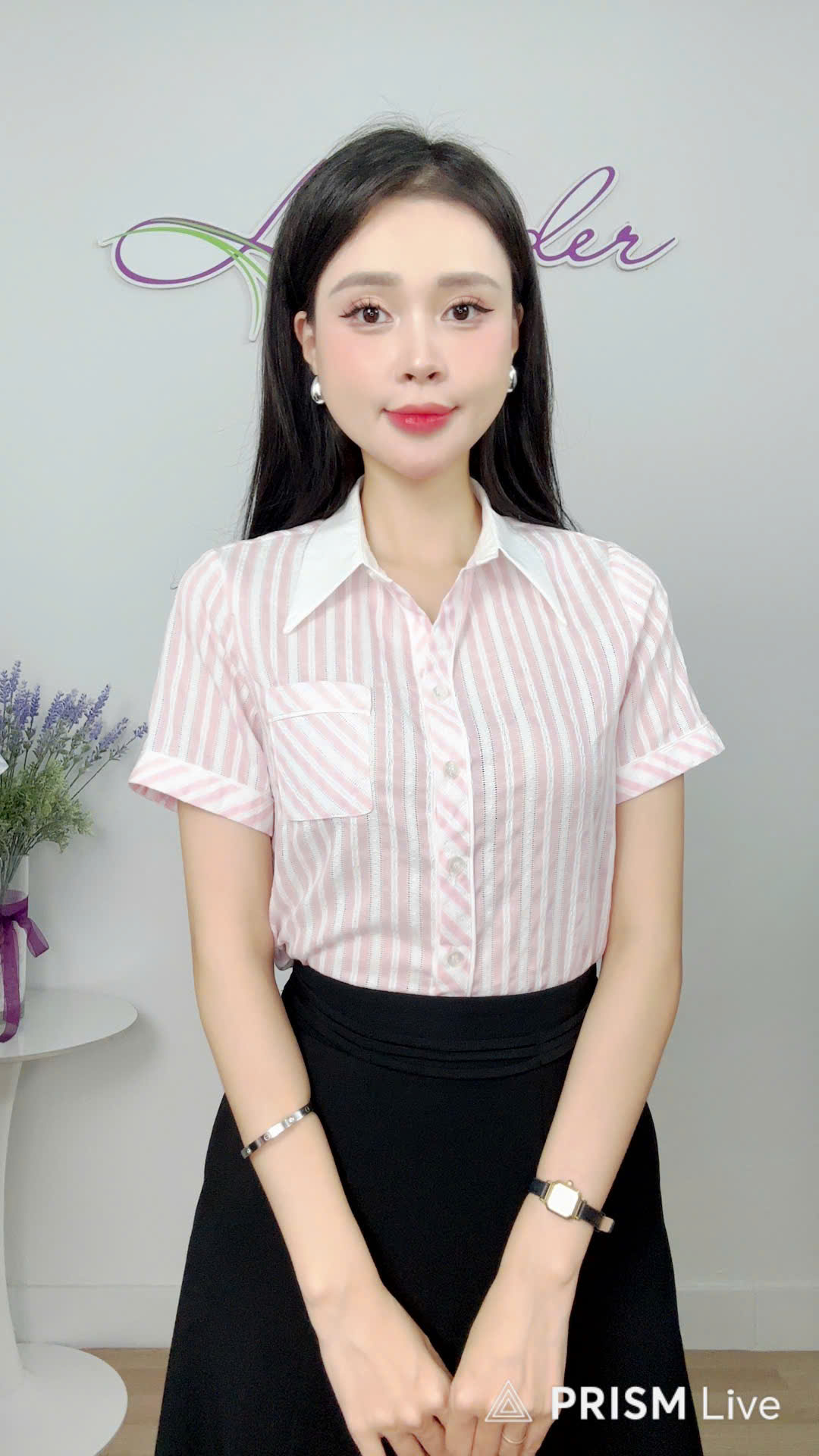 Áo sơ mi kẻ cộc tay phối cổ A4260