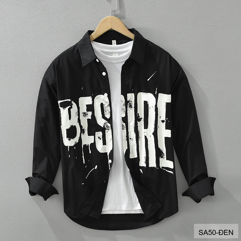 SA50 - Áo Sơ Mi Nam Dài Tay In Chữ Phong Cách Nhật Bản, Chất Cotton Mềm Mại, Phù Hợp Mặc Hàng Ngày_thumbnail_9