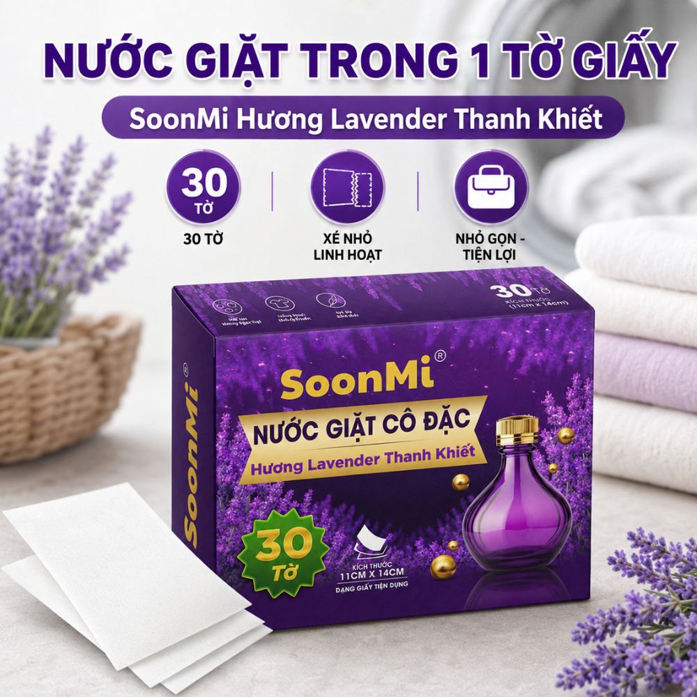 Nước Giặt Cô Đặc SoonMi Hương Lavender lưu hương lâu nhỏ gọn bỏ vali du lịch, khử mùi xe hơi, thơm tủ áo