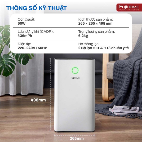 Máy lọc không khí thông minh Fujihome AP5Pro có kết nối điều khiển quả Wifi_thumbnail_12