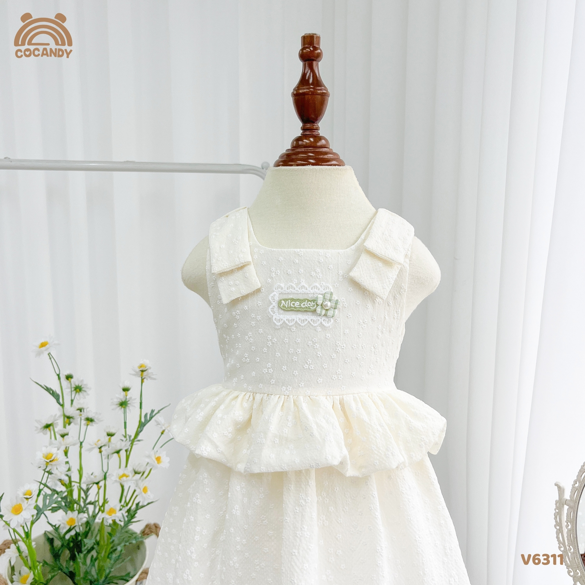 Váy 2 dây BE nơ vai nhún eo tag hoa CCD_thumbnail_2