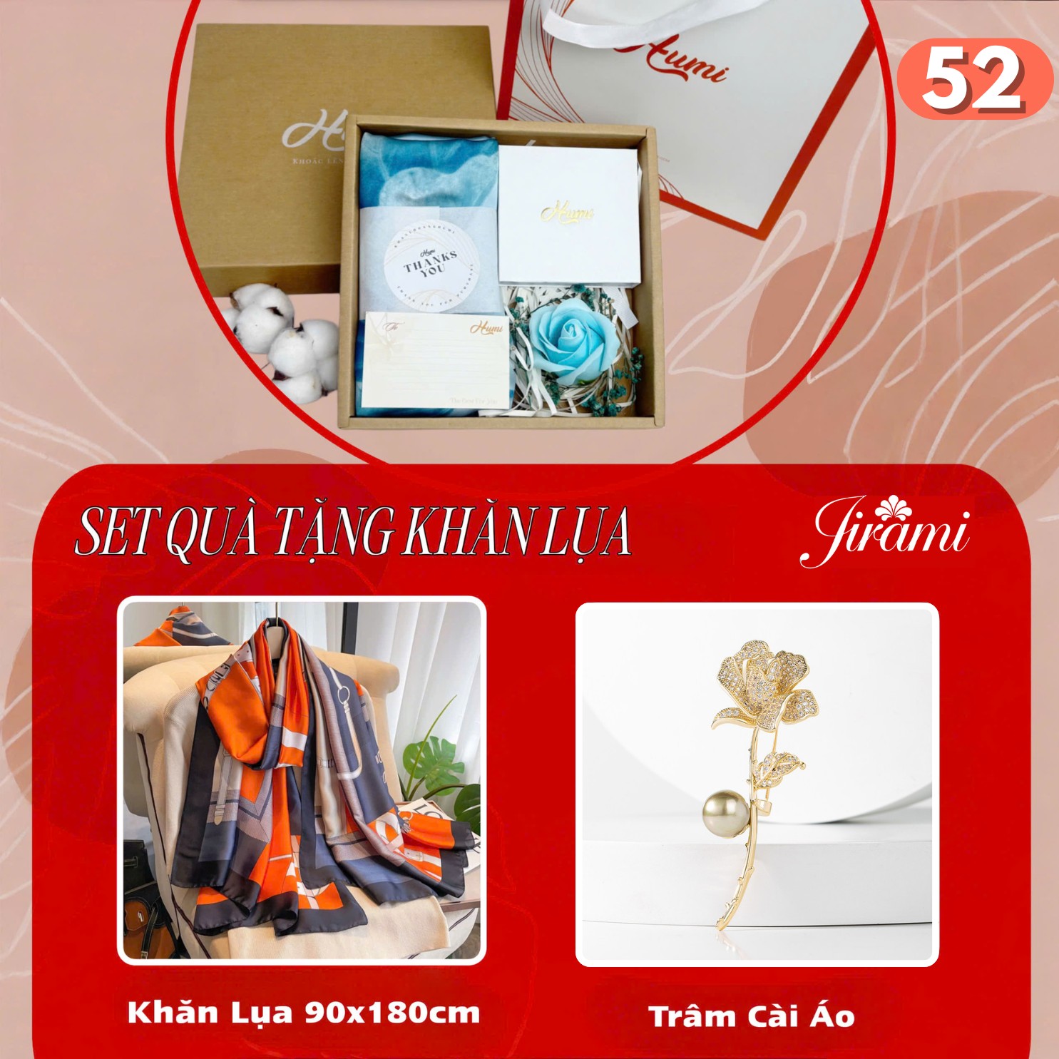 BỘ QUÀ TẶNG KHĂN LỤA + TRÂM CÀI (SQ-52)