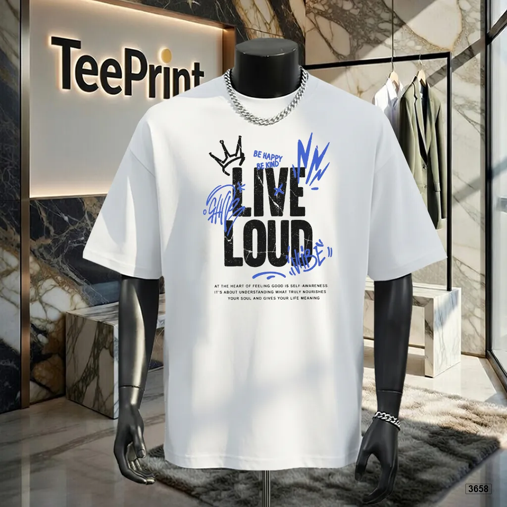 Áo thun form rộng chất thoáng mát Live Loud TeePrint 3658