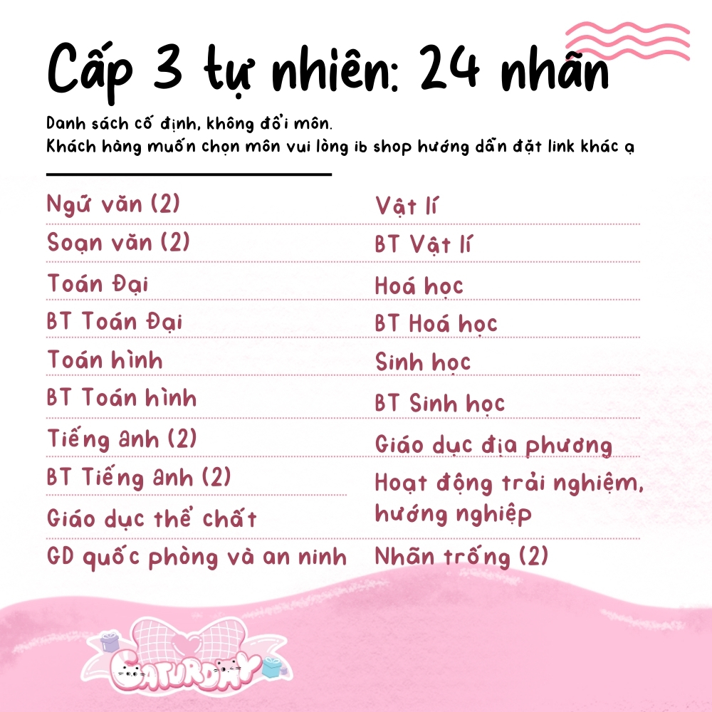 Set nhãn vở MÔN HỌC BOHO từ lớp 1 đến lớp 12, có in theo yêu cầu | Caturday_thumbnail_5