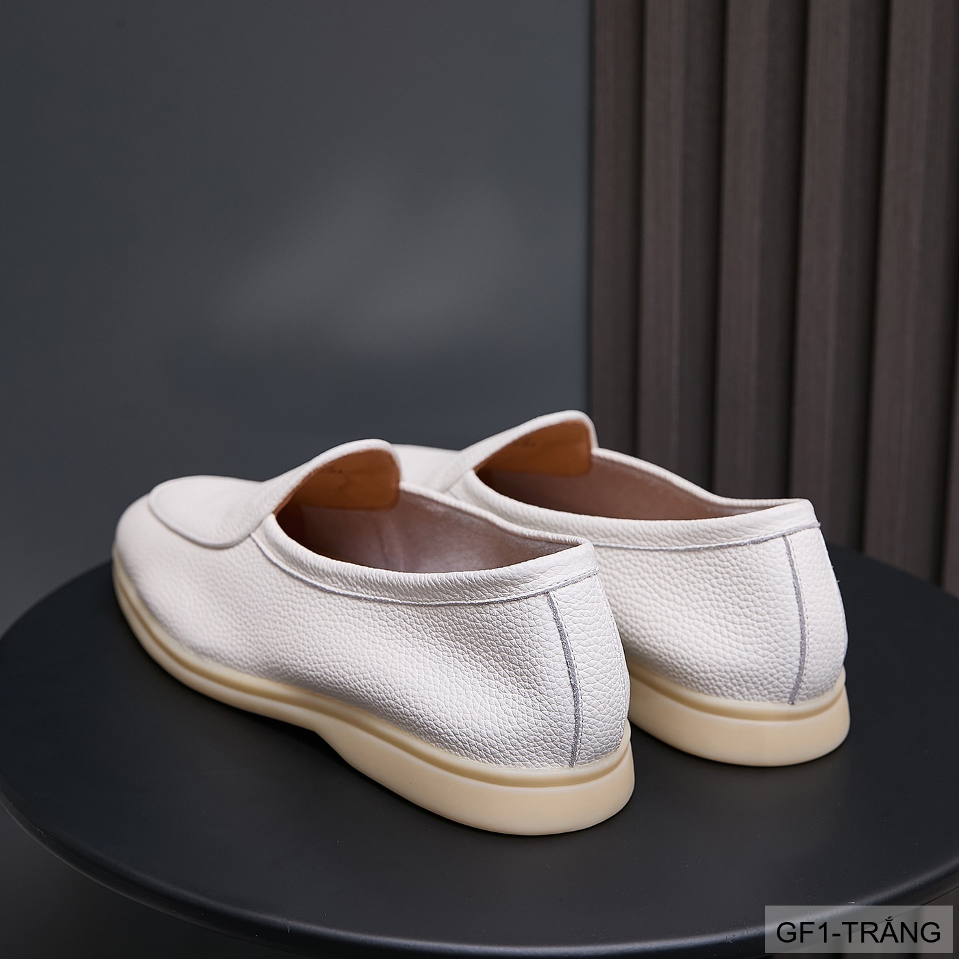 GF1 - Giày lười nam da bò vân vải, thiết kế casual mùa hè, màu trắng đen_thumbnail_8