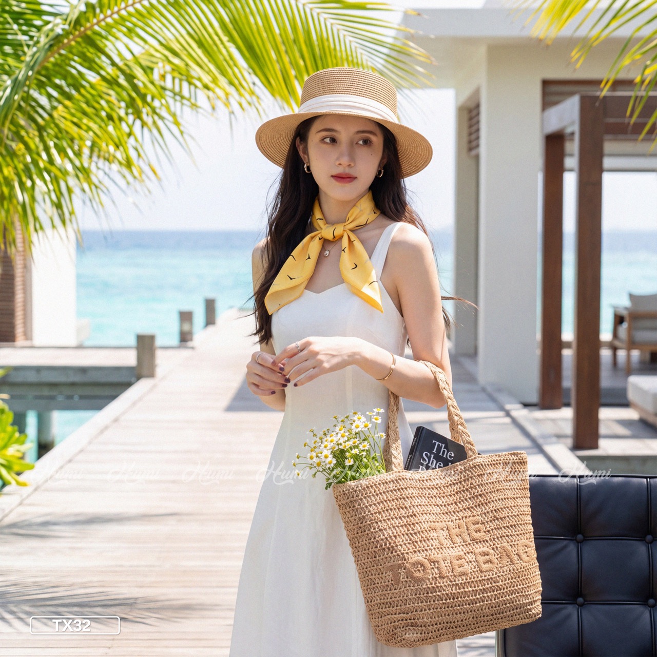 TÚI TOTE CÓI ĐAN THÊU CHỮ (TX32-03 NÂU)