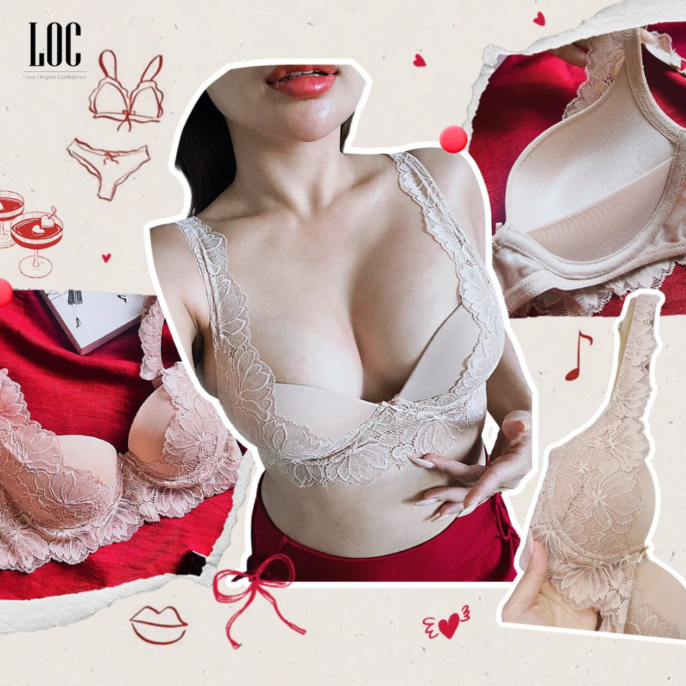 Áo Ngực LOC PREMIUM Mút Nâng 3P Đắp Ren