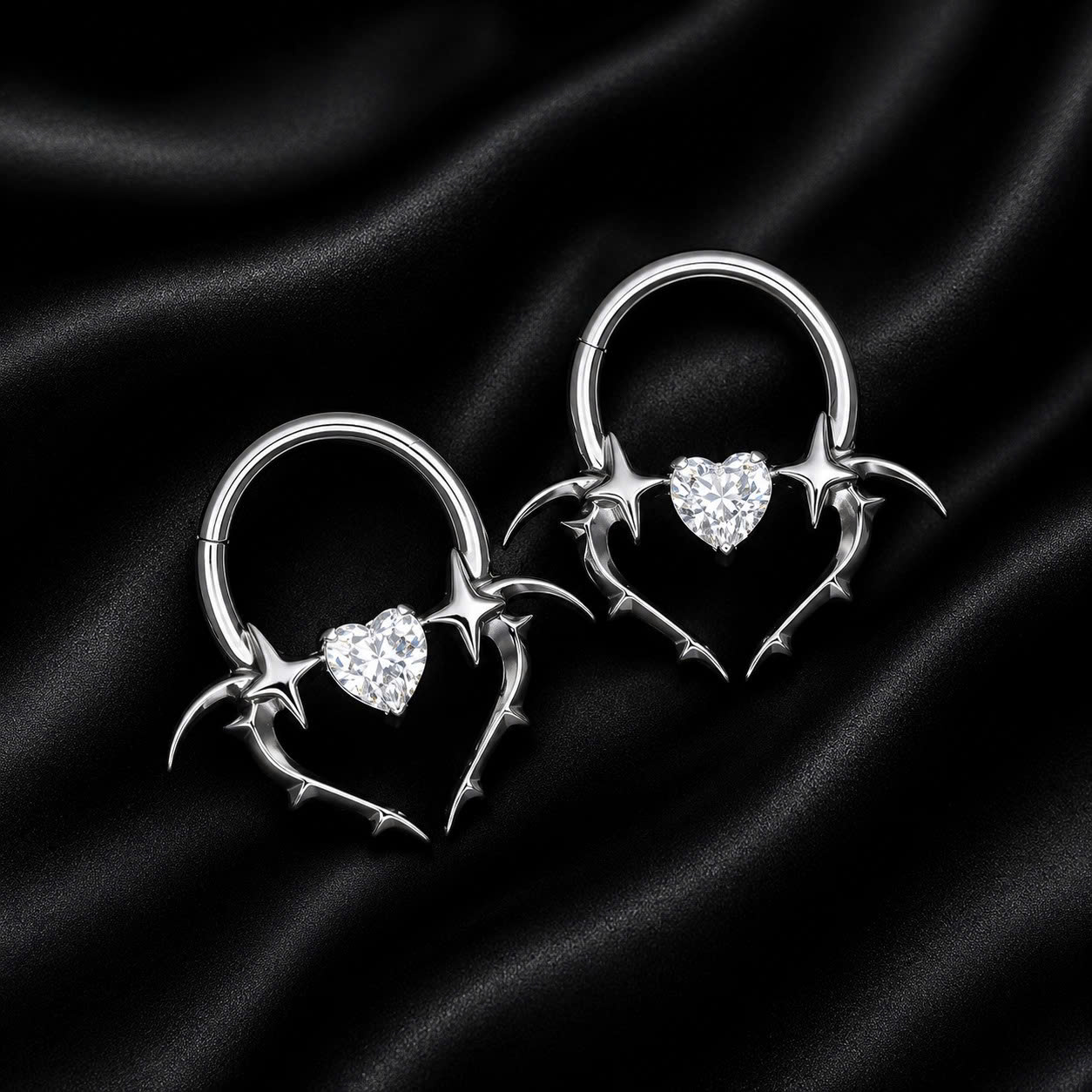 Daith titan trơn kiểu y2k đá trái tim 8mm_thumbnail_1