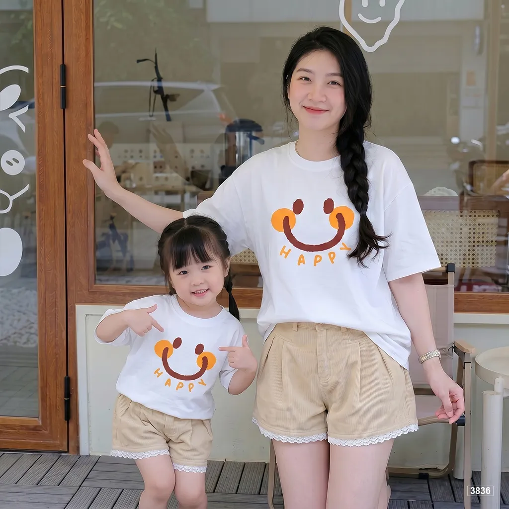 Áo thun gia đình mẹ và bé Happy trẻ trung dễ thương đáng yêu Kado 3836_thumbnail_3
