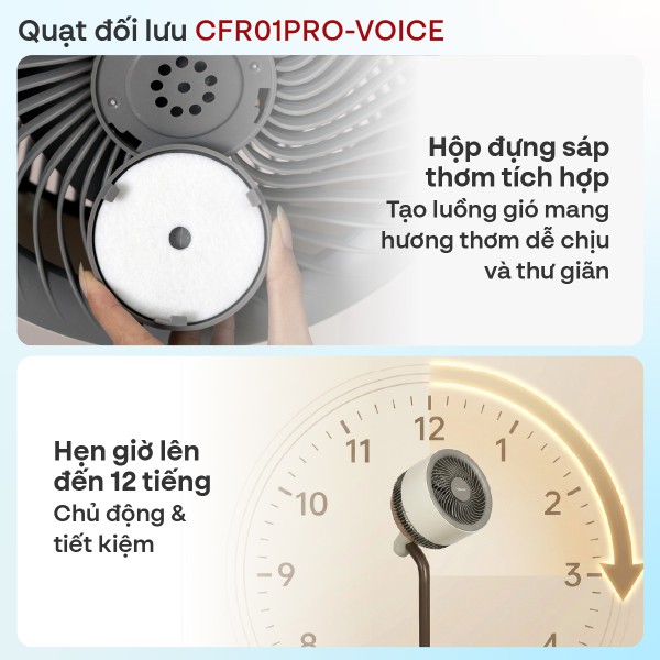 Quạt tuần hoàn không khí thông minh, ra lệnh giọng nói Fujihome Luxury CFR01PRO-VOICE (Màu đen - Màu trắng)_thumbnail_11