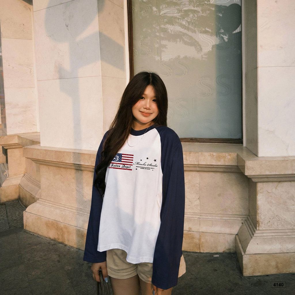 Áo thun tay dài raglan form boxy phong cách đường phố cá tính Miucho 4140_thumbnail_4